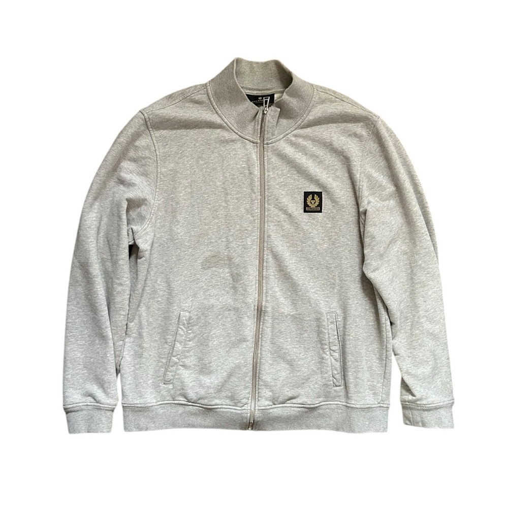 Belstaff Full Zip Sweatshirt Grey 100% Cotton Fleece Casual Sporty Active XXL